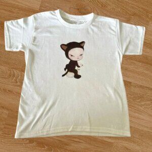 Yoshitomo Nara Handmade Screenprinted Women's Baby Tee